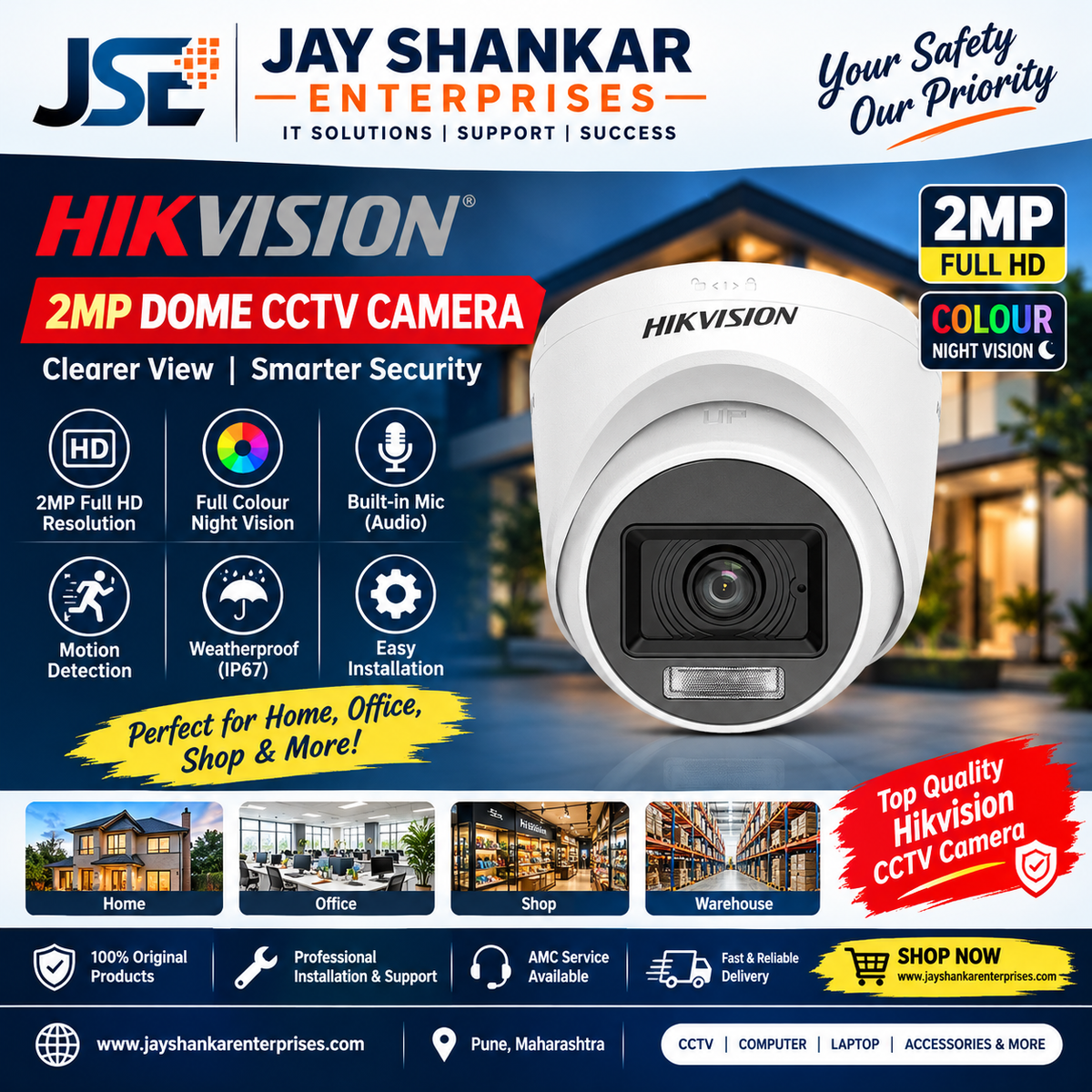 Hikvision 2 MP Dome Colour view